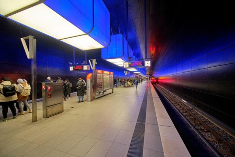 Hafencity University underground stop, interior photo, Hamburg, Land Hamburg, Germany, Europe