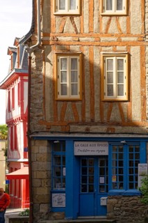 Renovated half-timbered house in the Rue des Orfevres in the old town of Vannes in Brittany.