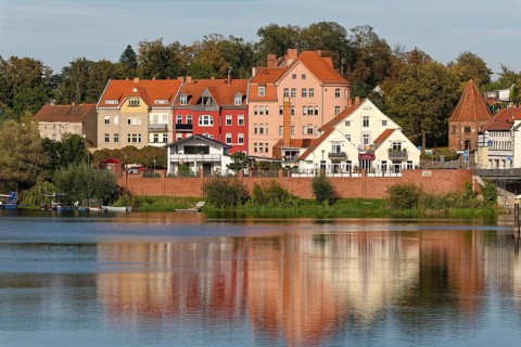 Banks of the Havel in the Hanseatic town of Havelberg in the Altmark region. Havelberg,