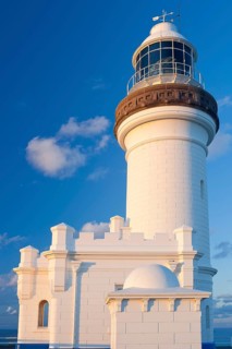 Lighthouse, architecture, design, building, blue sky, seafaring on the coast of Byron bay,