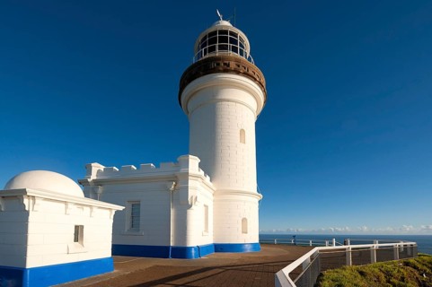 Lighthouse, architecture, design, building, blue sky, seafaring on the coast of Byron bay,