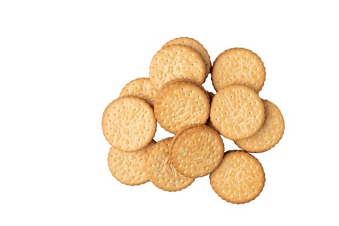 Group of double biscuits on white, copy room