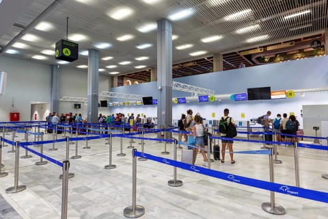 Terminal of Skiathos Airport, Greece, Europe