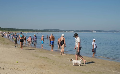 Holidaymaker, sandy beach, Baltic Sea, Swinoujscie, West Pomeranian Voivodeship, Poland, Europe