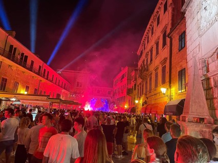 Music festival in the Old Town of Kotor, at night, Bay of Kotor, Adriatic Sea, Mediterranean Sea,