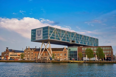 ROTTERDAM, NETHERLANDS, MAY 11, 2017: Unilever Bestfoods headquarters building De Brug (The Bridge)