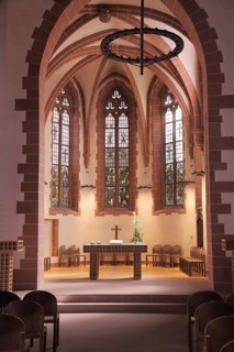 Interior view of chancel, Old Nikolai Church, Römerberg, Old Town, Main, Frankfurt, Hesse, Germany,
