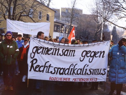 DEU, Germany: The historical slides from the times 80-90s, Rosenheim. Demo against right-wing