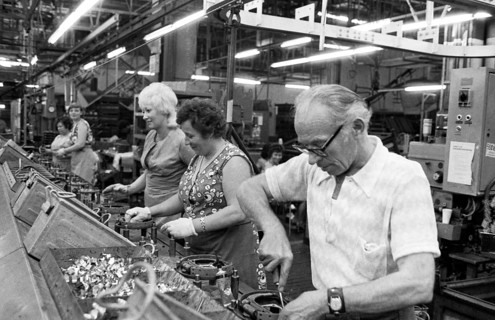 Production of engines, axles and other car manufacturing parts at the Opel plant in Bochum,