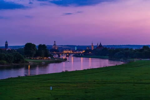 Dresden silhouette seen from the Waldschlösschen Bridge