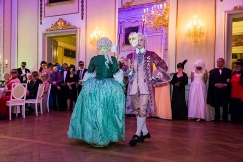 Masquerade ball at Rammenau Baroque Palace, Rammenau Palace in Rammenau near Bischofswerda in the