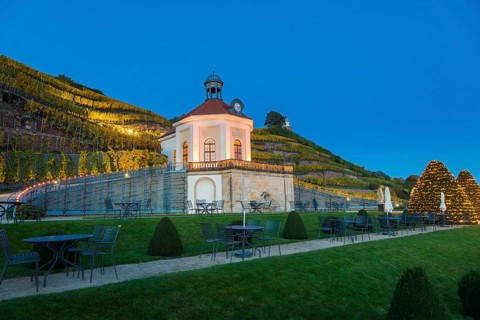 Autumnal evening mood at the Wackerbarth Castle Winery