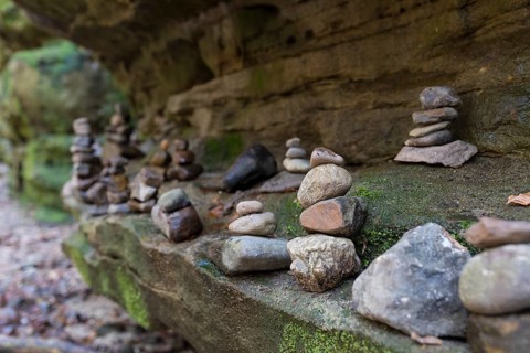 Cairn in Wehlgrund, Saxon Switzerland, Saxony, Germany, Europe