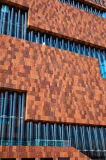 ANTWERP, BELGIUM, MAY 26, 2018: MAS (Museum aan de Stroom) (Museum by the River) on river Scheldt.