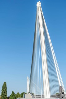 Die Deux-Rives-Fußgängerbrücke zwischen Deutschland und Frankreich in Kehl und Straßburg, ein