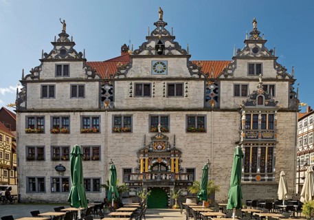 Münden Town Hall in the Weser Renaissance style, Hann. Münden or Hannoversch Münden, Lower Saxony,
