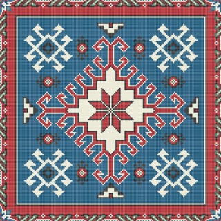 Traditional Georgian folk art embroidery vector pattern