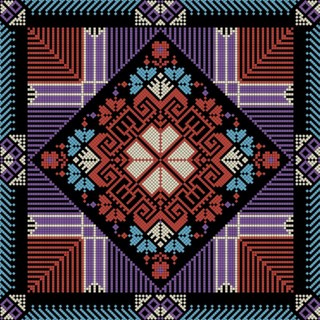 Decorative Palestinian seamless pattern in colors, traditional Tatreez embroidery, vector