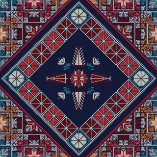 Decorative Palestinian seamless pattern in colors, traditional Tatreez embroidery, vector