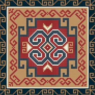 Traditional Georgian folk art embroidery vector pattern