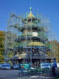 Restoration, Chinese Tower, Munich, Bavaria, Germany, Europe