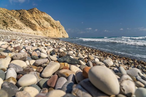 Beach on the cliffs of Cape Aspro near Pissouri, Cyprus, Europe