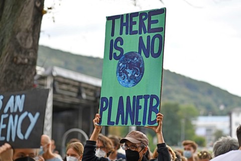 Heidelberg, Germany, 24th September 2021: Protest sign saying `'There is no Planet B' at Global
