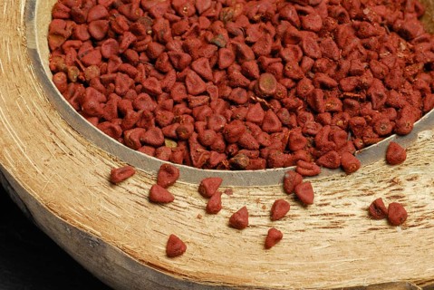 Achiote (Bixa orellana) seeds, orleans bush, rucus bush, anatto, anatto seed (Bixaceae)