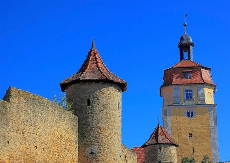 Part of the old town wall and towers, Mainbernheim, Lower Franconia, Germany, Europe