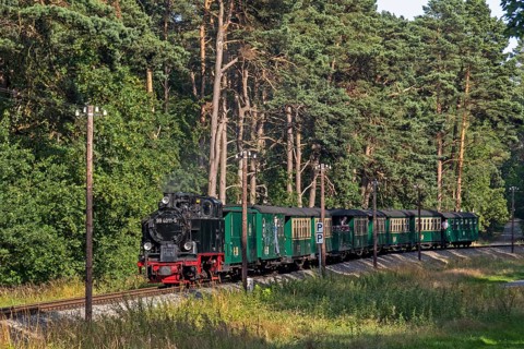 Rasender Roland steam railway, near Sellin, Rügen Island, Mecklenburg-Western Pomerania, Germany,