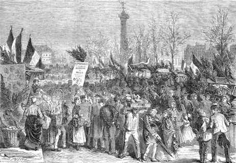 Ham Market on Boulevard Bourdon, 1869, Paris, France, Historic, digitally restored reproduction of