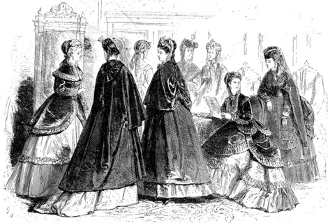 Fashion of the season summer 1868 in Paris, elegant woman in elaborate dresses, France, Historic,