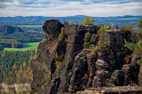 Viewing platform on the Lilienstein, Saxon Switzerland, Elbe Sandstone Mountains, Saxony, Germany,