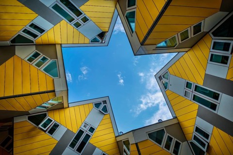ROTTERDAM, NETHERLANDS, MAY 11, 2017: Cube houses, innovative cube-shaped houses designed by