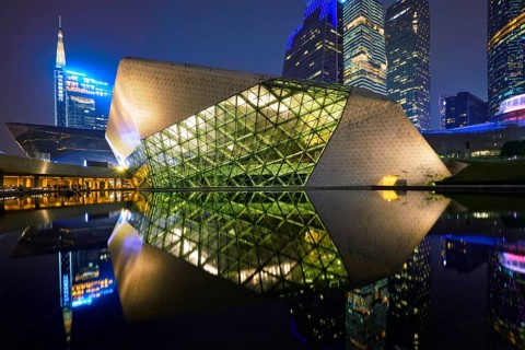 GUANGZHOU, CHINA, APRIL 27, 2018: Guangzhou Opera House designed by famous Iraqi architect