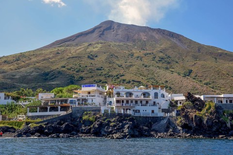 Hotel by the sea, Stromboli, Stromboli Island, Lipari Islands, Italy, Europe