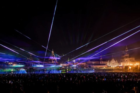 Light and Fire Shohw for the Day of German Unity in Dresden