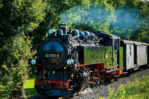 For the annual line birthday of the Lößnitzgrundbahn, many special trains from different eras of