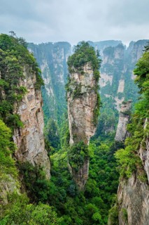 Famous tourist attraction of China, Avatar Hallelujah Mountain in Zhangjiajie stone pillars cliff