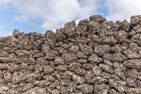 Stone wall on the Causse Mejean in the Cevennes. Aveyron, France, Europe