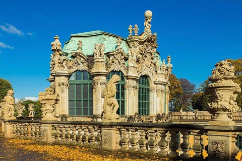 The world-famous Dresden Zwinger in autumn