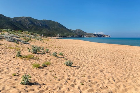 Portixeddu Beach, Province of Sud Sardegna, Sardinia, Italy, Portixeddu, Sardinia, Italy, Europe