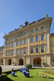 Inner courtyard with baroque princely building and gardens of the Juliasspital, palace, baroque,