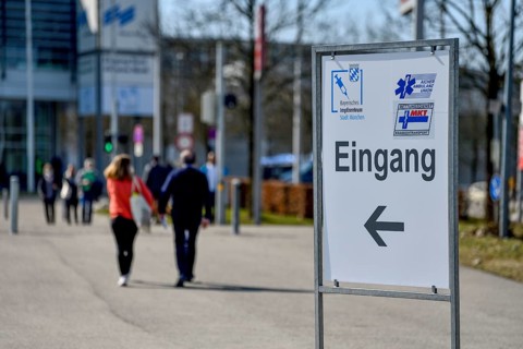 People go to the Bavarian Vaccination Center of the City of Munich, Corona virus, Sars-CoV-2,