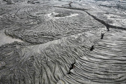 Pattern in solidified lava flow at Bahia Sullivan, Sullivan Bay on Santiago Island, San Salvador
