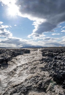 River Jökulsá á Fjöllum, volcanic landscape, barren landscape, Vatnajökull National Park, Icelandic