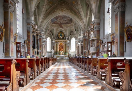 Interior photograph of the Parish Church of St. Michael, Bressanone, South Tyrol, Trentino, Italy,
