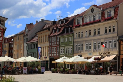 Pedestrian zone and city centre, Meiningen, Schmalkalden-Meiningen County, Thuringia, Germany,