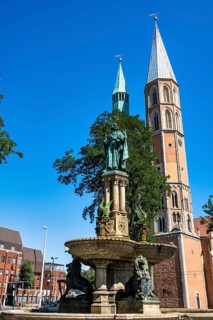 Heinrichsbrunnen at Hagenmarkt, Brunswick, Lower Saxony, Germany, Europe
