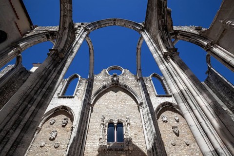Ruins of the monastery church of the former convent of the Carmelite order, Convento do Carmo,